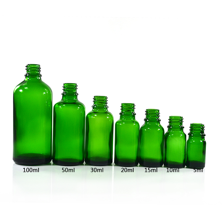1 oz Green Boston Glass Bottle with Glass Eye Droppers