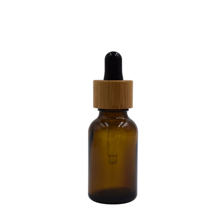 1 oz amber glass bamboo essential oil dropper glass bottle