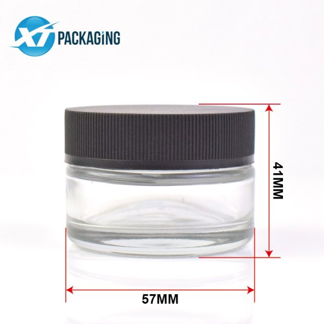 1 oz clear glass jar CD lid candles container child proof cap hemp flower packaging OEM CBD