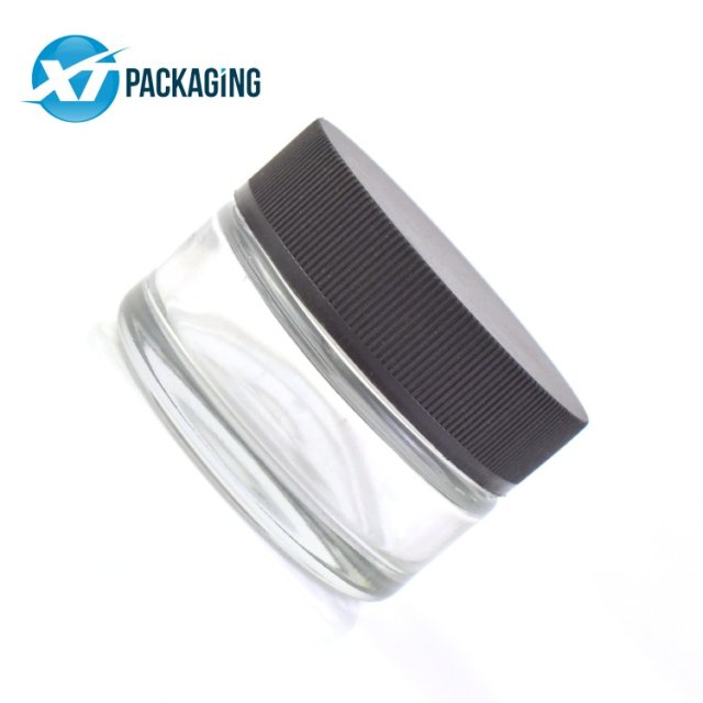 1 oz clear glass jar CD lid candles container child proof cap hemp flower packaging OEM CBD