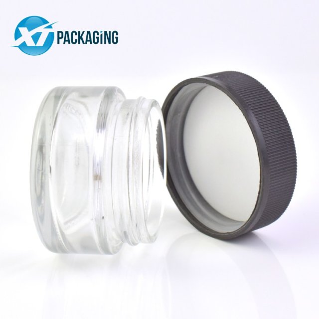 1 oz clear glass jar CD lid candles container child proof cap hemp flower packaging OEM CBD