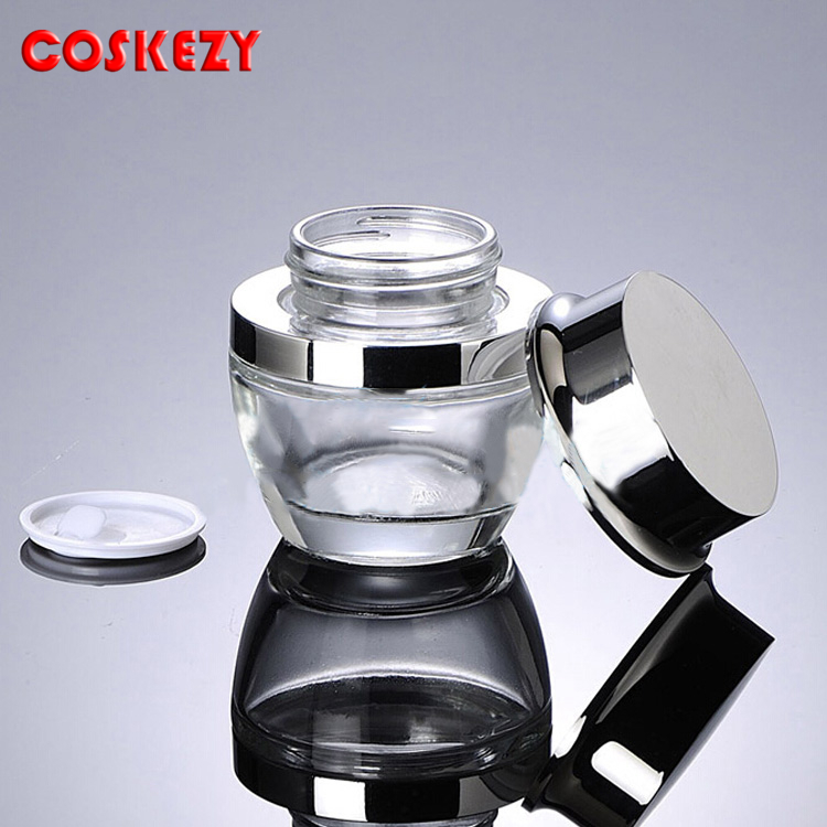 1 oz clear skincare packaging glass cream jar with screw cap