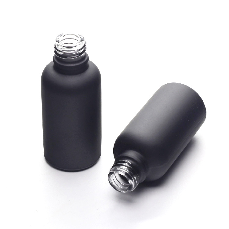 1 oz cosmetic bottle glass 30 ml black matt dropper bottle