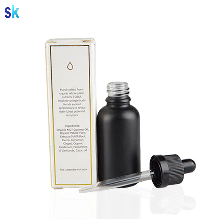 1 oz cosmetic bottle glass 30 ml black matt dropper bottle