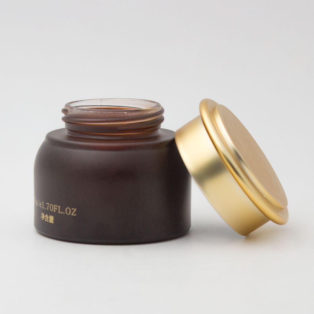 1 oz custom empty amber glass cosmetic jars
