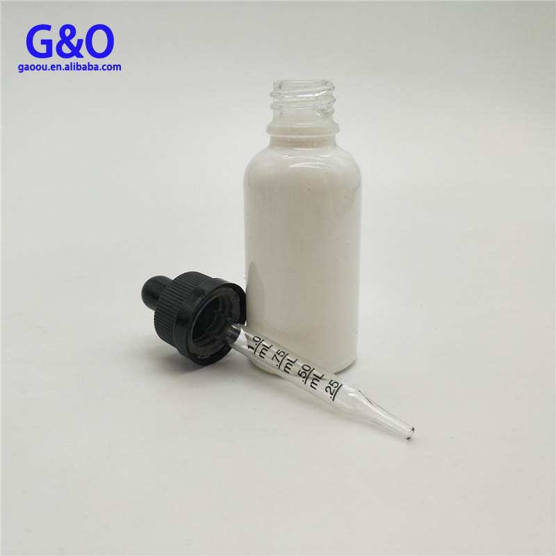 1 oz matte white facial oil glass dropper bottle with calibrated pipette 30ml essential oil vial glass eliquid bottle