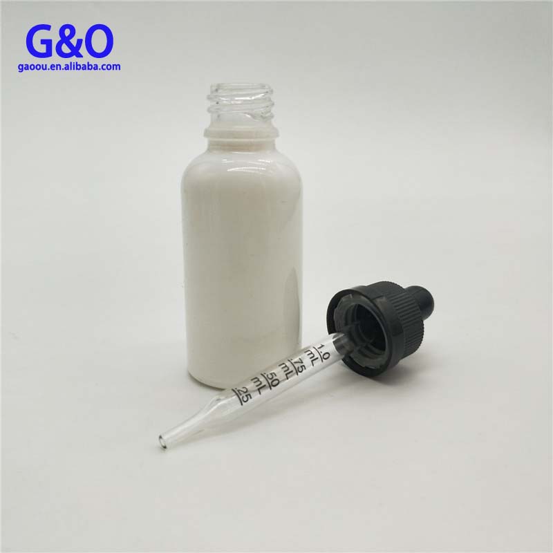 1 oz matte white facial oil glass dropper bottle with calibrated pipette 30ml essential oil vial glass eliquid bottle