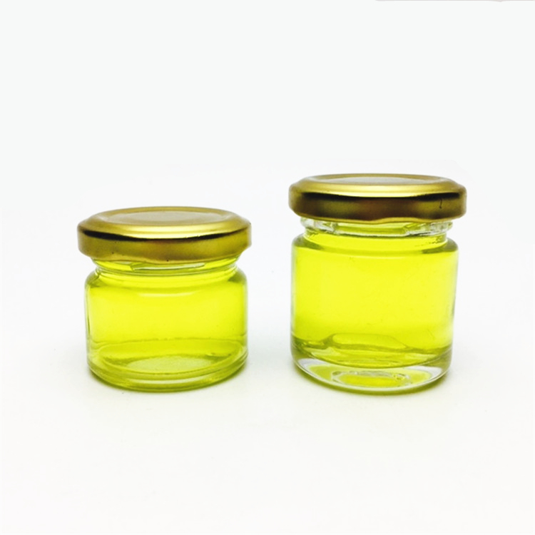 1 oz small glass container honey pots with metal golden lids wholesale