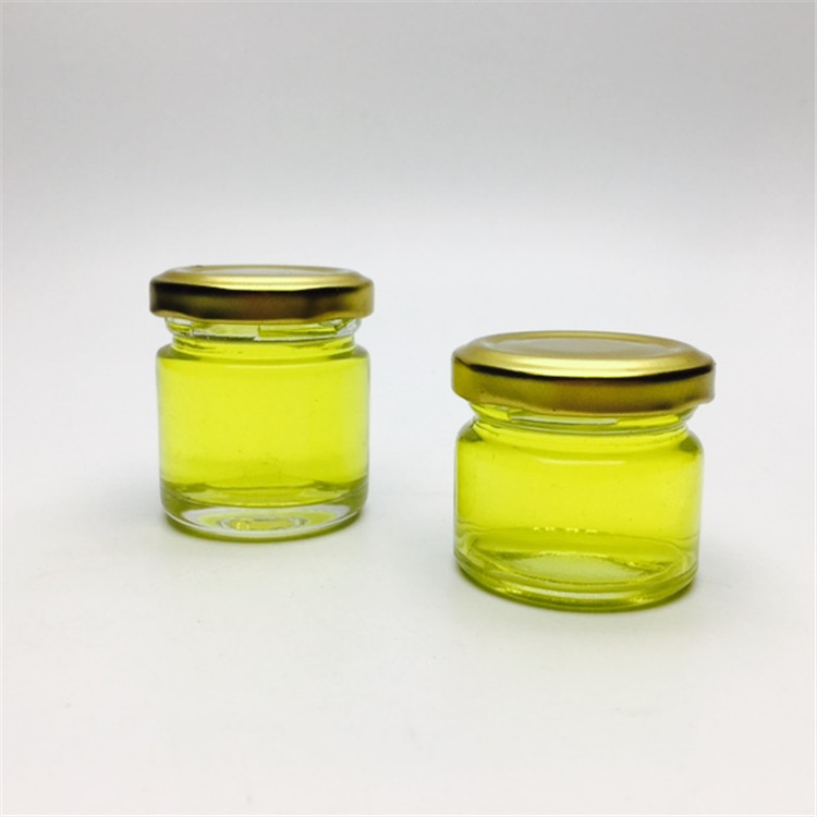 1 oz small glass container honey pots with metal golden lids wholesale
