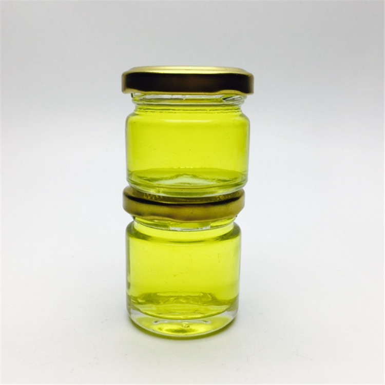 1 oz small glass container honey pots with metal golden lids wholesale