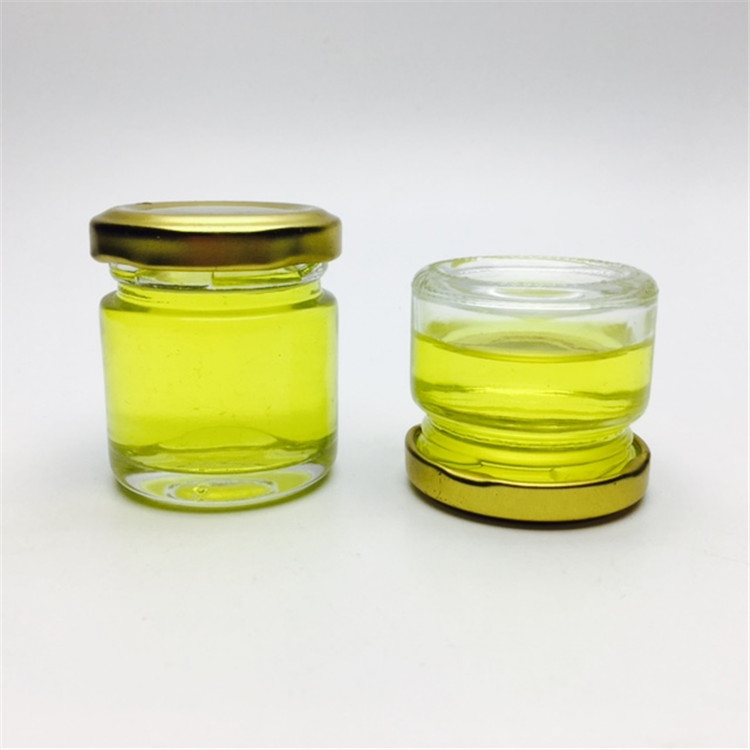 1 oz small glass container honey pots with metal golden lids wholesale
