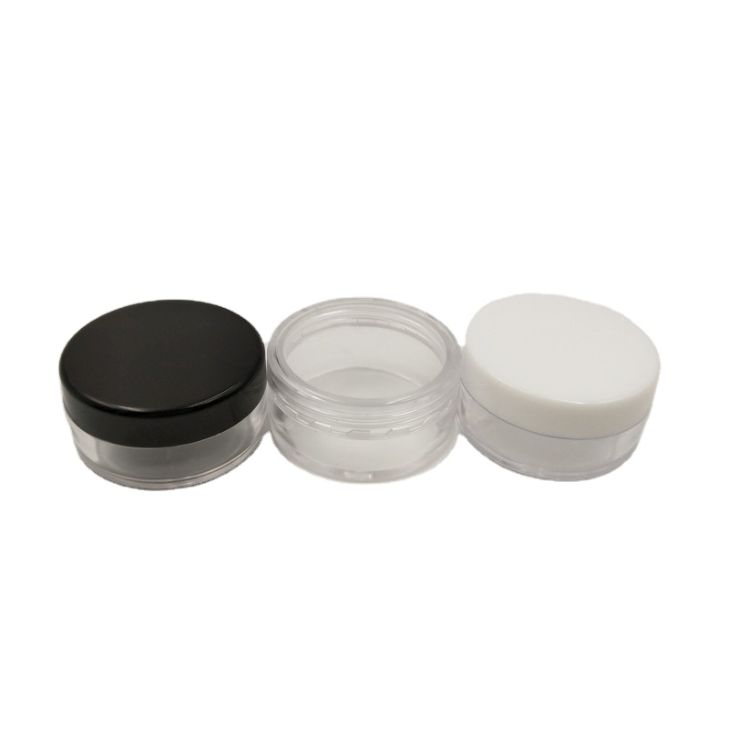 10 Gram Empty Plastic Cosmetic Containers, Clear Round Sample Pot Jar Screw Black Cap Lid, For eyeshadow