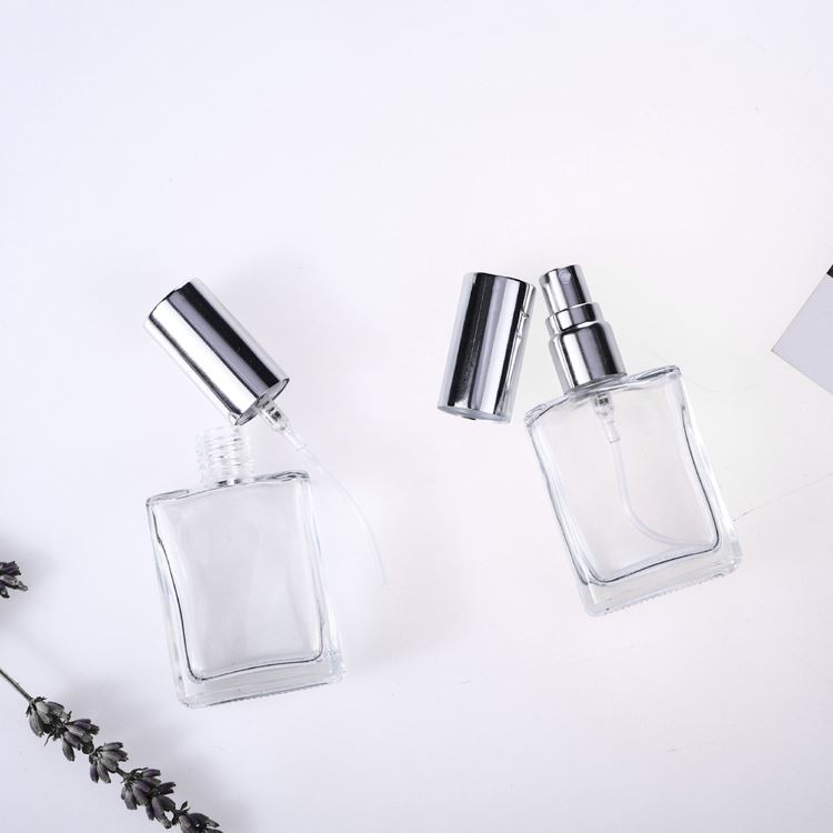 10 ML 15ML Elegant Perfume Glass Rectangular Bottle For Perfume Oil Atomizer Glass With Pump Spray Aluminum Cap