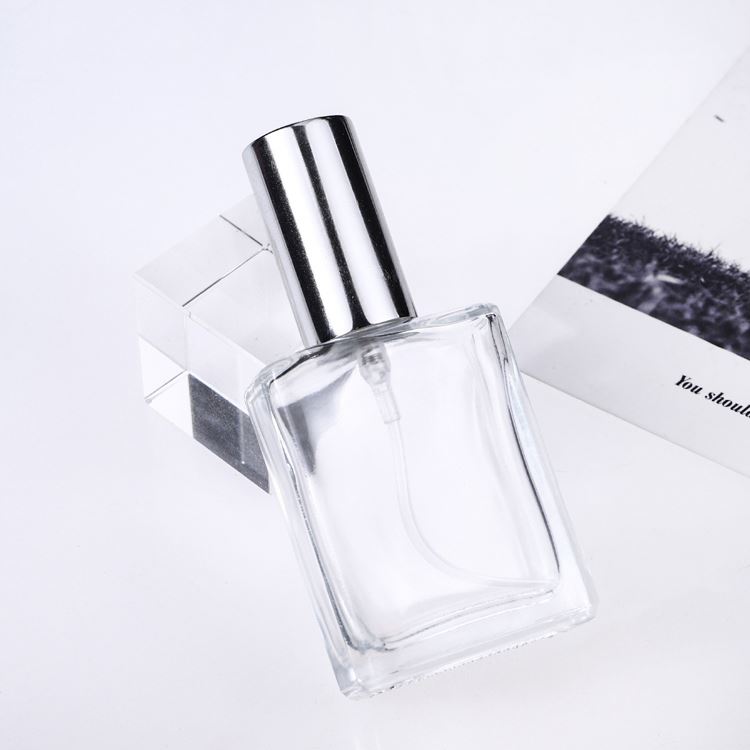 10 ML 15ML Elegant Perfume Glass Rectangular Bottle For Perfume Oil Atomizer Glass With Pump Spray Aluminum Cap