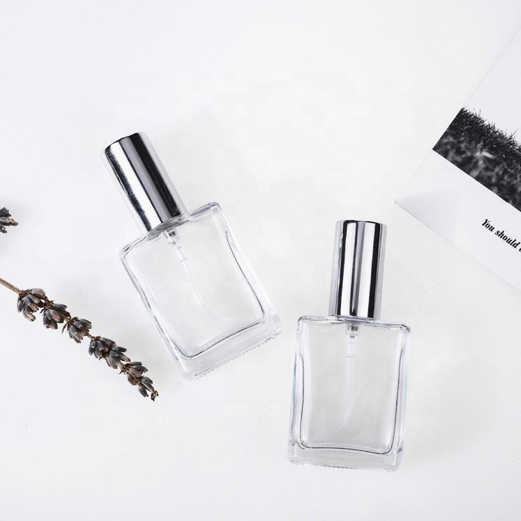 10 ML 15ML Elegant Perfume Glass Rectangular Bottle For Perfume Oil Atomizer Glass With Pump Spray Aluminum Cap