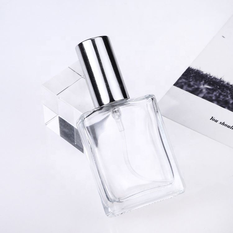 10 ML 15ML Elegant Perfume Glass Rectangular Bottle For Perfume Oil Atomizer Glass With Pump Spray Aluminum Cap