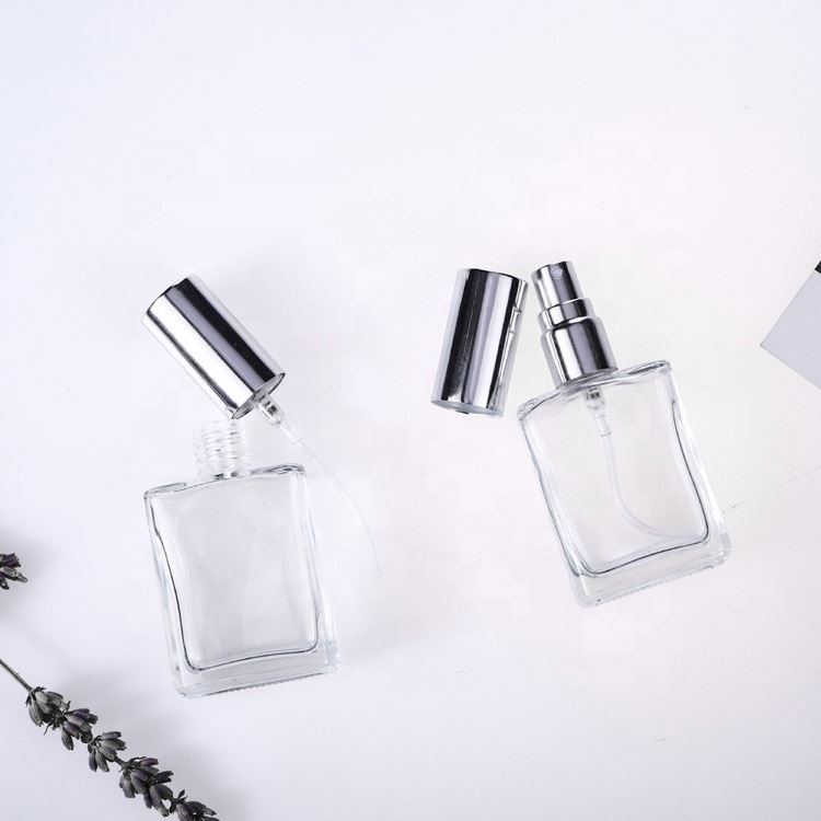 10 ML 15ML Elegant Perfume Glass Rectangular Bottle For Perfume Oil Atomizer Glass With Pump Spray Aluminum Cap