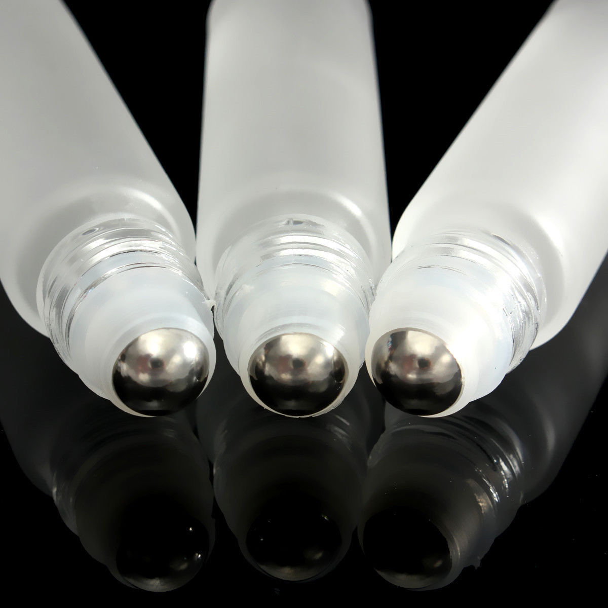 10 ML Roll On Portable Frosted Clear Glass Refillable Perfume Bottle Empty Essential Oil Case With Plastic Cap