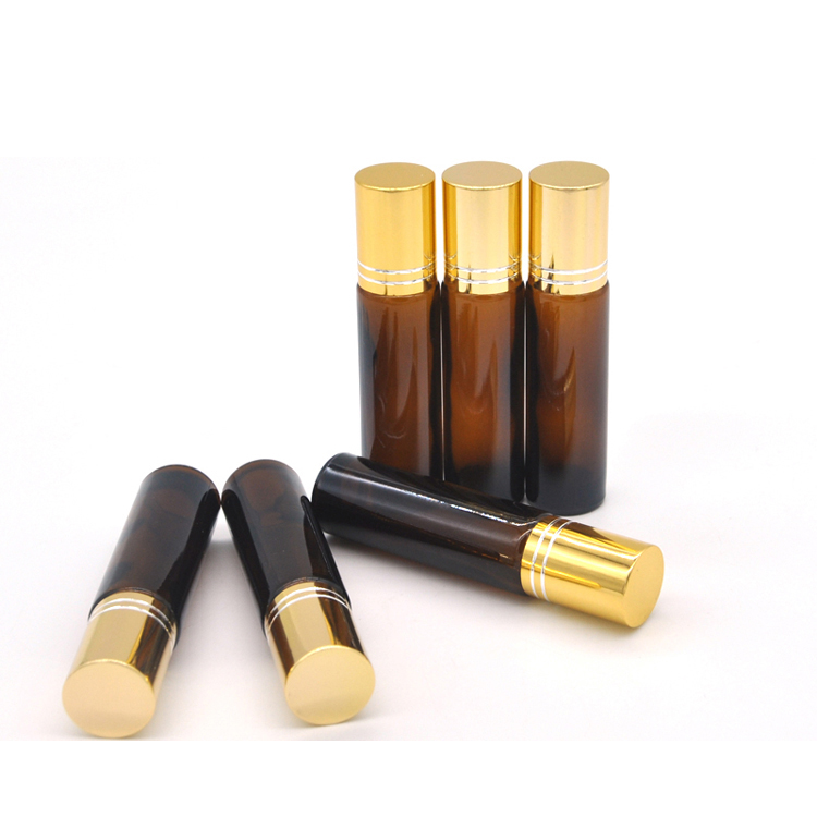 10 Ml Amber Glass 2Ml Roll On Bottle With Removable Stainless Steel Roller Ball