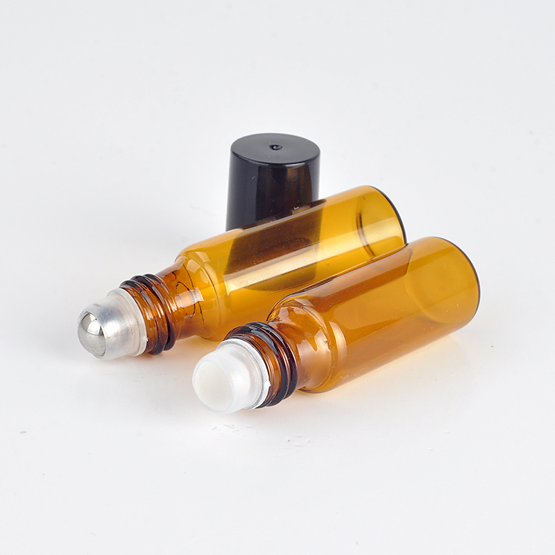 10 Pieces/Lot 5 ml Eye Cream Vial Portable Amber Glass Perfume Bottle With Roll-on&Empty Essential Oils Case For Traveler