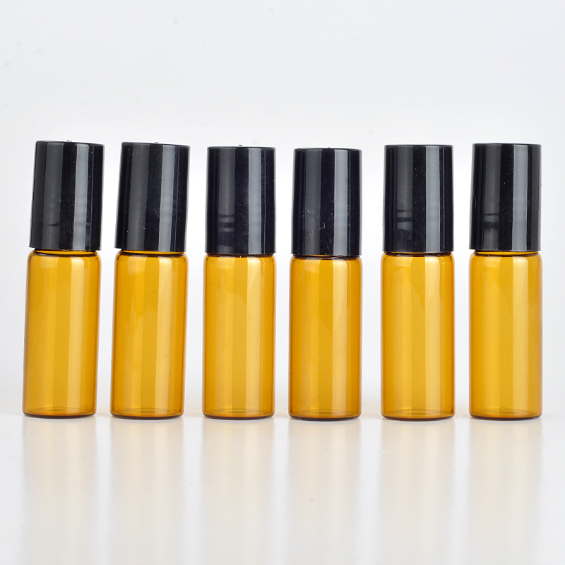 10 Pieces/Lot 5 ml Eye Cream Vial Portable Amber Glass Perfume Bottle With Roll-on&Empty Essential Oils Case For Traveler