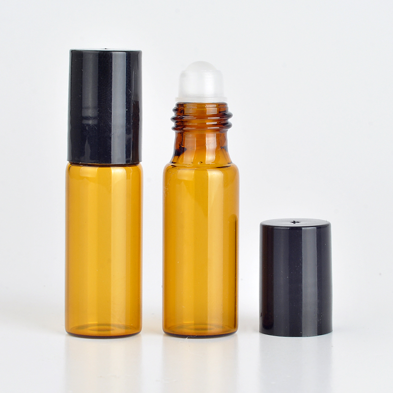 10 Pieces/Lot 5 ml Eye Cream Vial Portable Amber Glass Perfume Bottle With Roll-on&Empty Essential Oils Case For Traveler