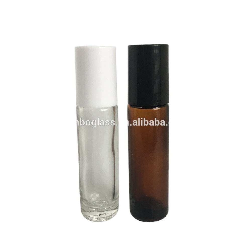 10 mL Clear Glass Roller Bottles Glass Perfume Bottle with Glass Roller ball For Essential Oil, Perfume