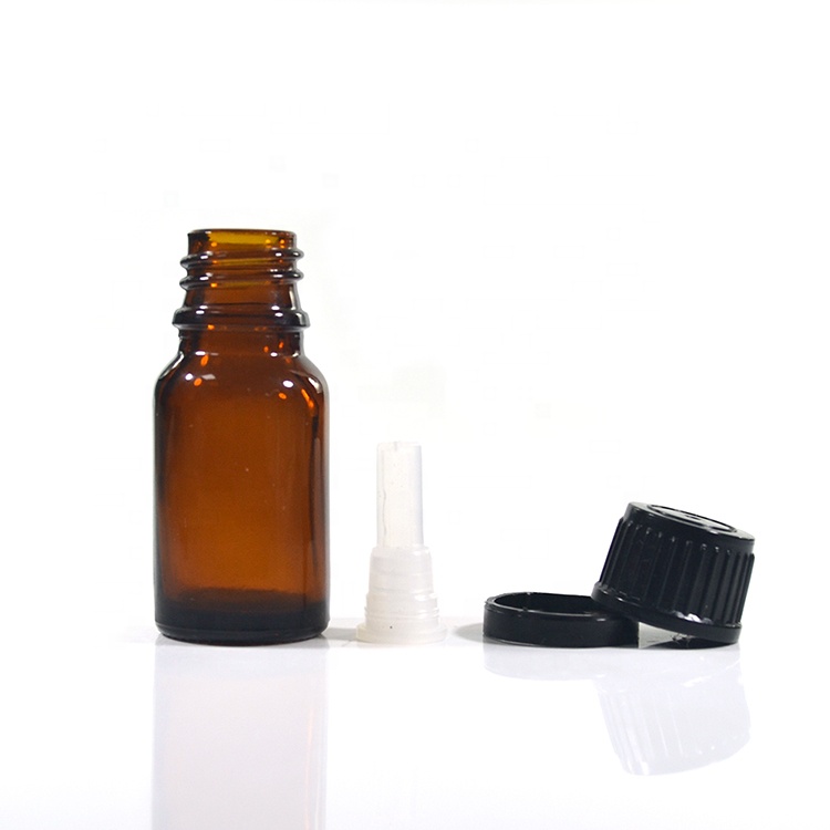 10 ml 15 ml empty essential oil euro dropper amber glass oil bottle with tamper proof screw cap