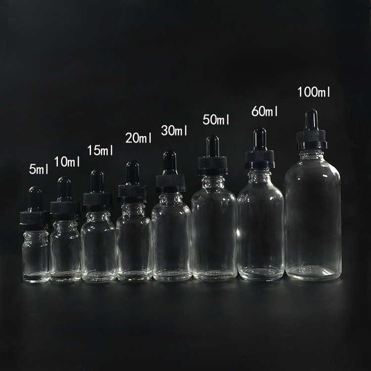 10 ml 15ml 50ml 100ml Clear Glass Dropper Essential Oil Bottle 30ml 60ml 120ml