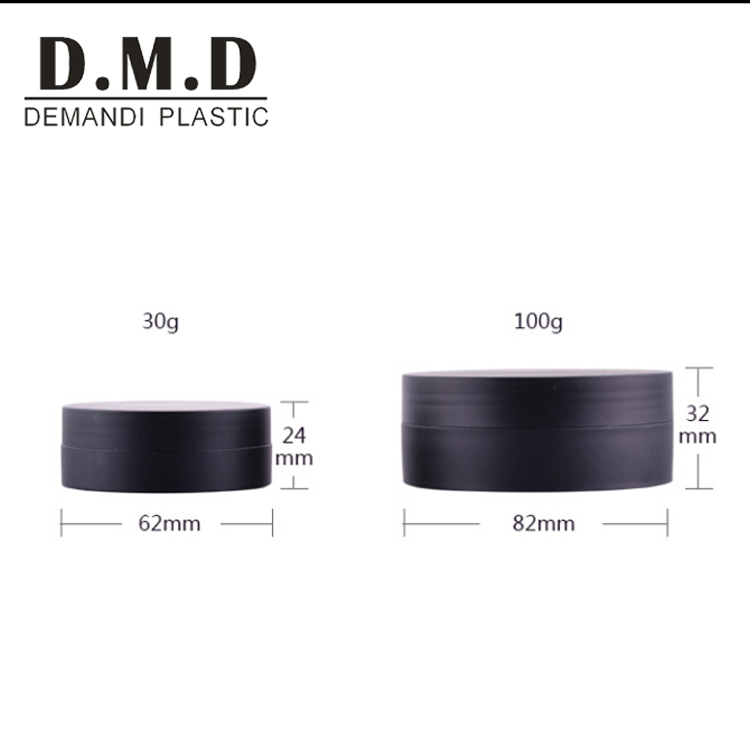 10 ml 50 grams 30g 1oz 30 ml 100grams 100 ml plastic PP empty matte black cosmetic pomade gel jar