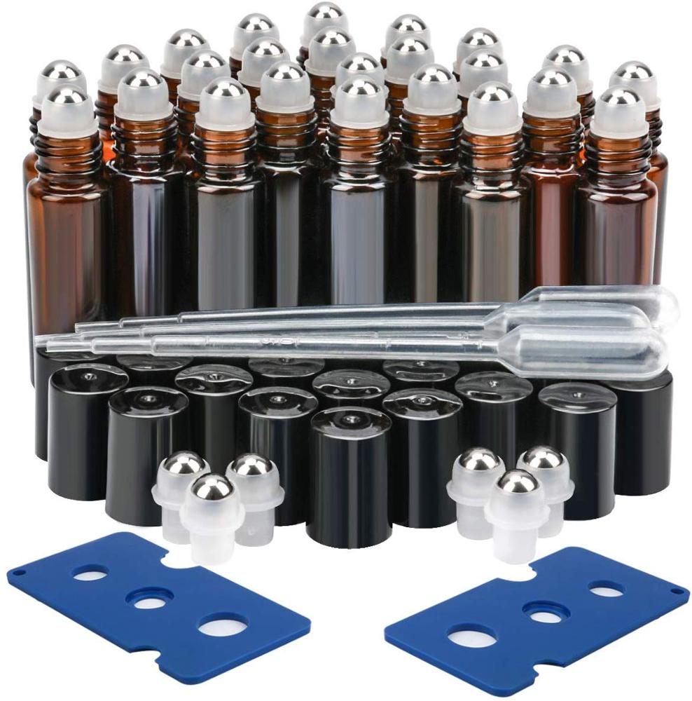 10 ml Amber Essential Oil Roller Bottles with Stainless Steel Roller Balls