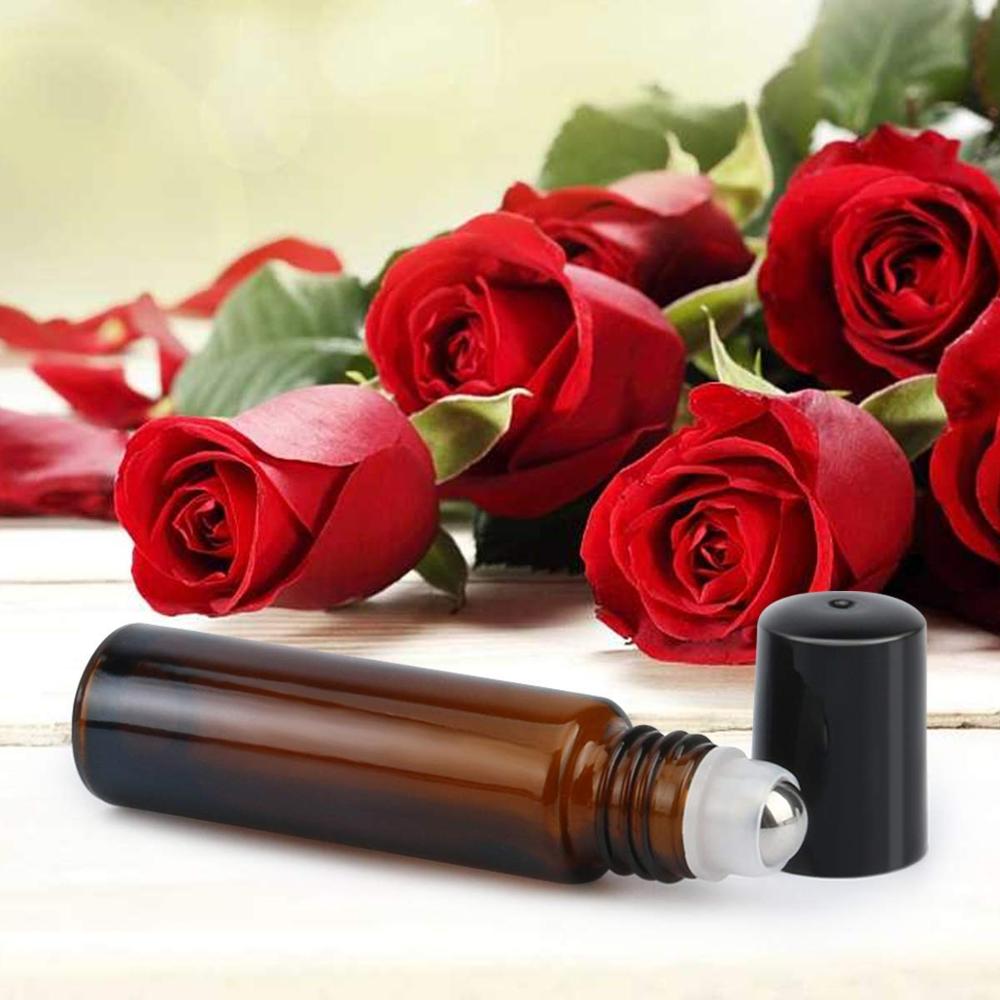 10 ml Amber Essential Oil Roller Bottles with Stainless Steel Roller Balls
