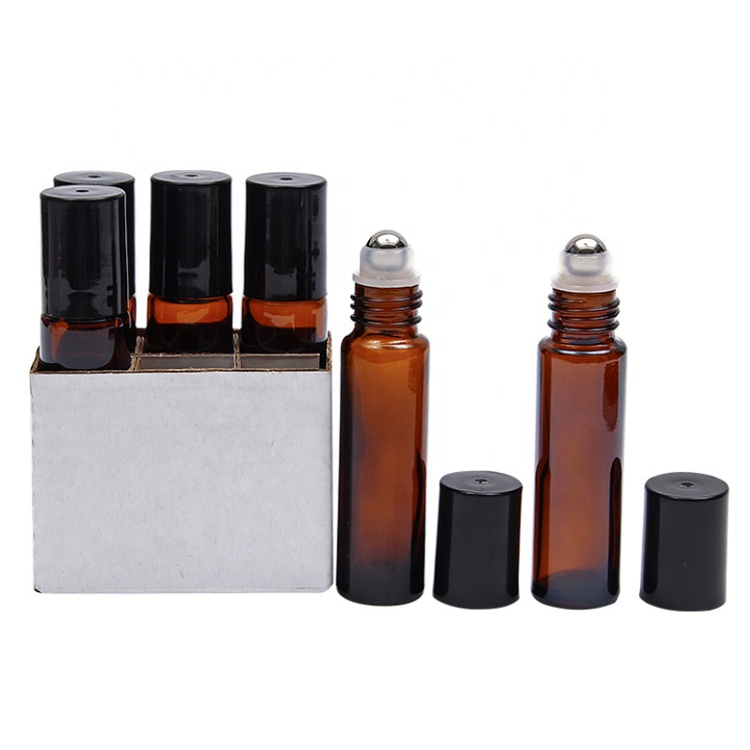 10 ml Amber Perfume Glass Roll on Bottles with Stainless Steel Ball