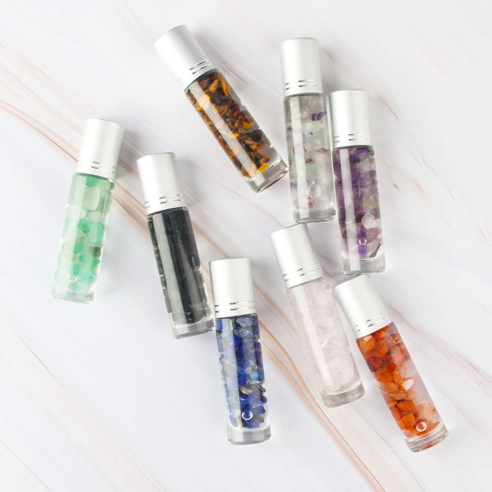 10 ml Small Mini Tumbled Gemstone Chips Essential Oil Roller Bottle