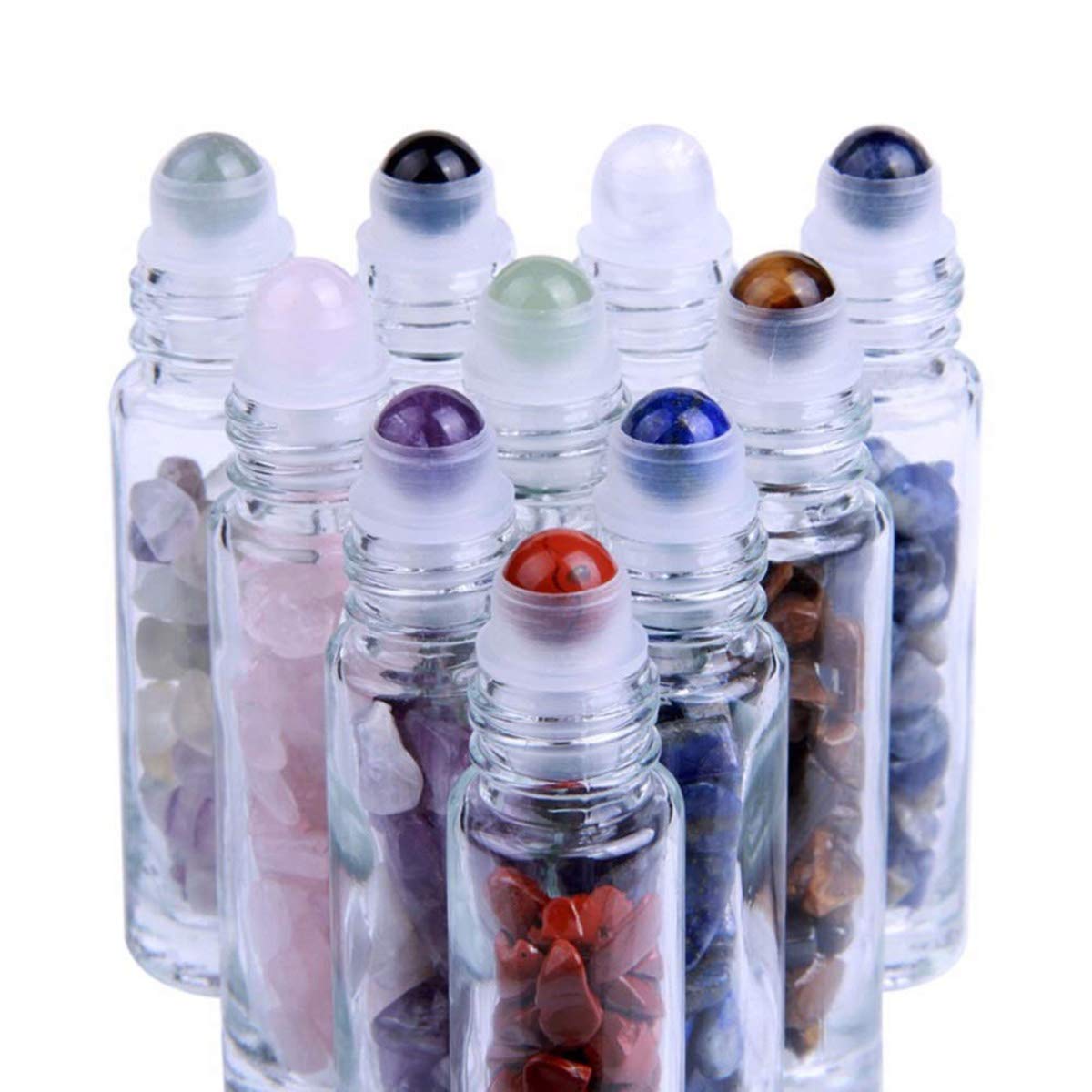 10 ml Small Mini Tumbled Gemstone Chips Essential Oil Roller Bottle