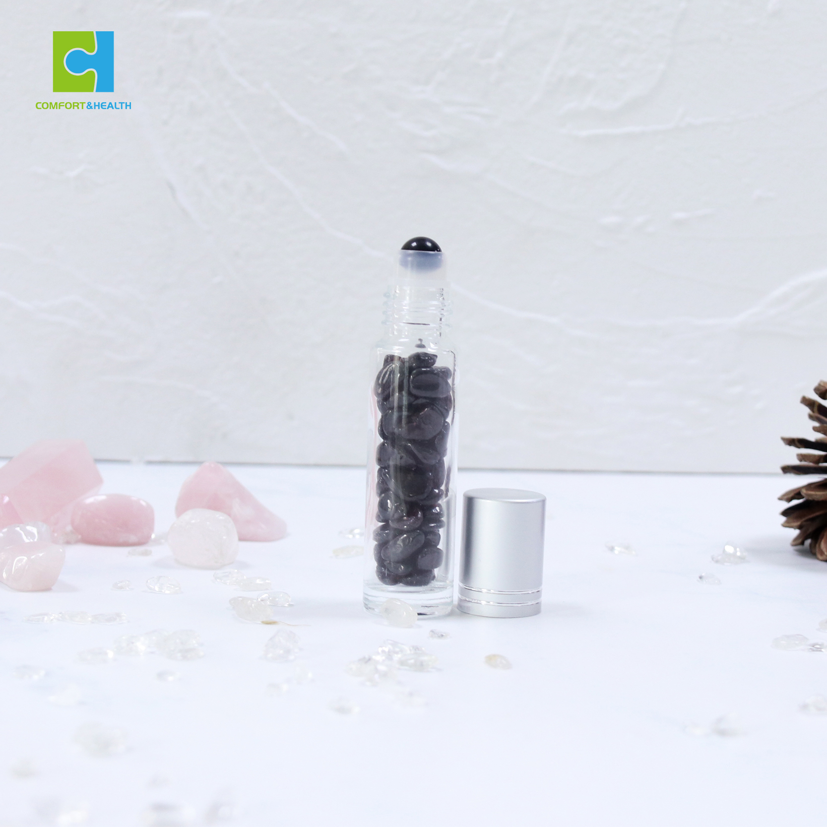 10 ml Small Mini Tumbled Gemstone Chips Essential Oil Roller Bottle