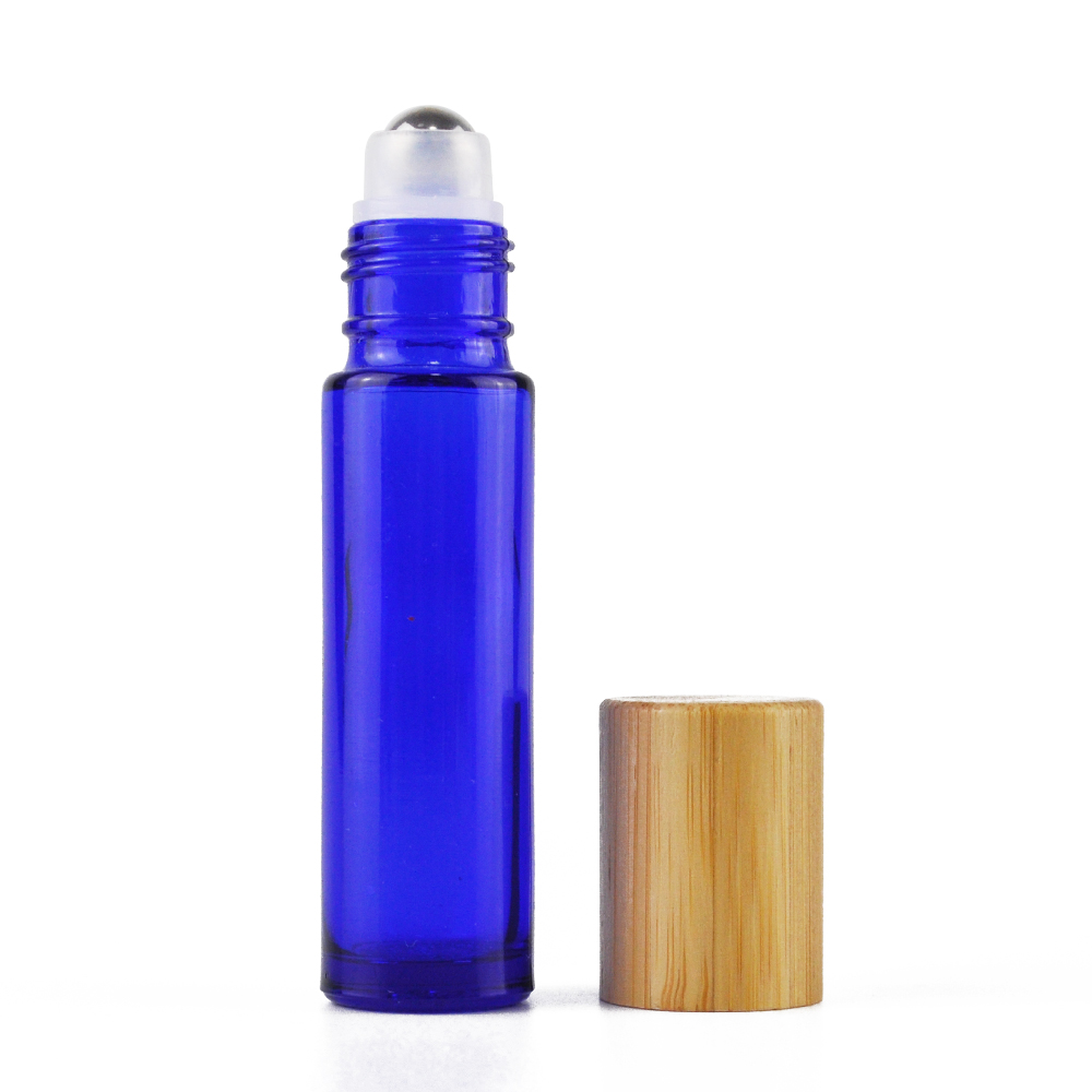 10 ml amber clear roller oil bottles with bamboo lids