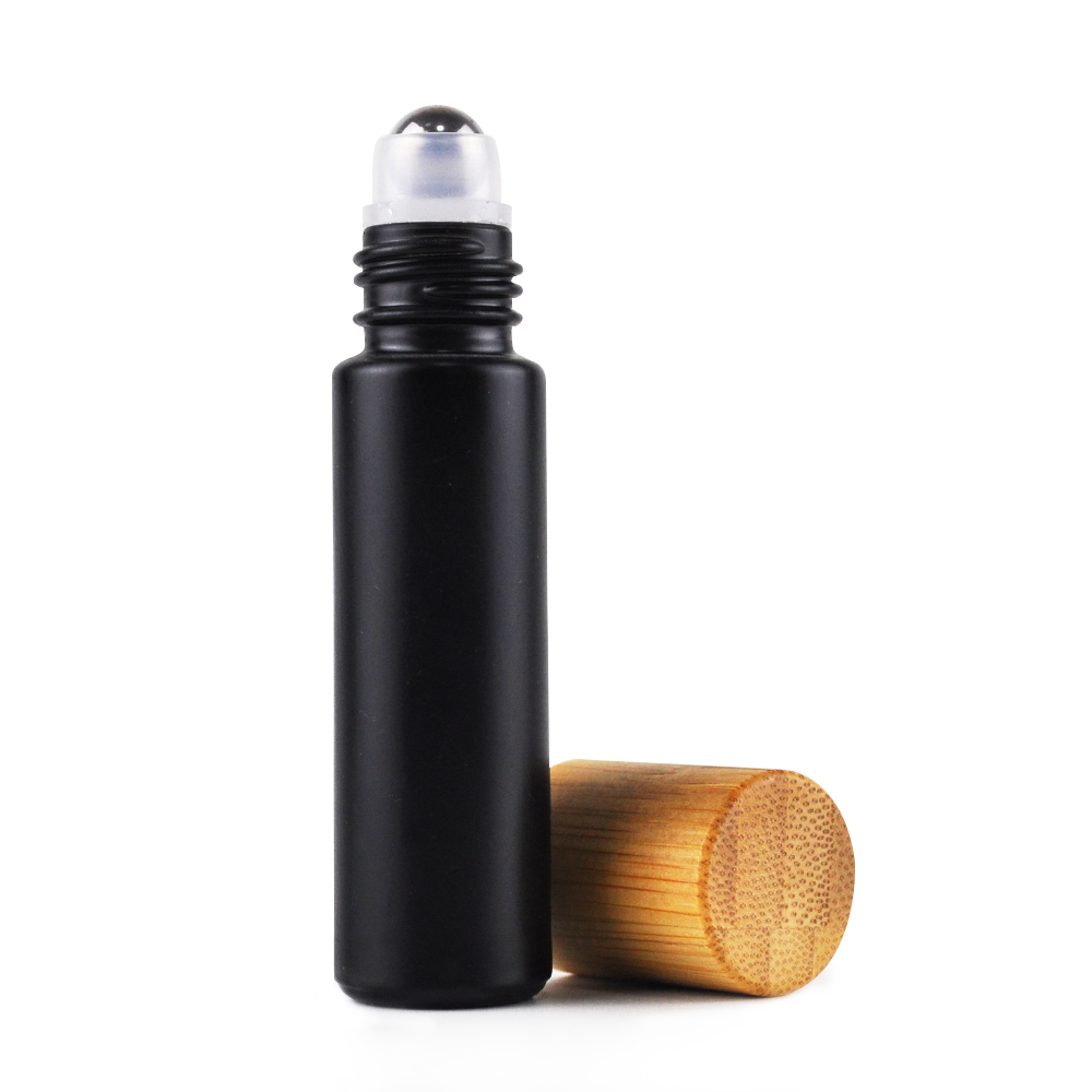 10 ml amber clear roller oil bottles with bamboo lids