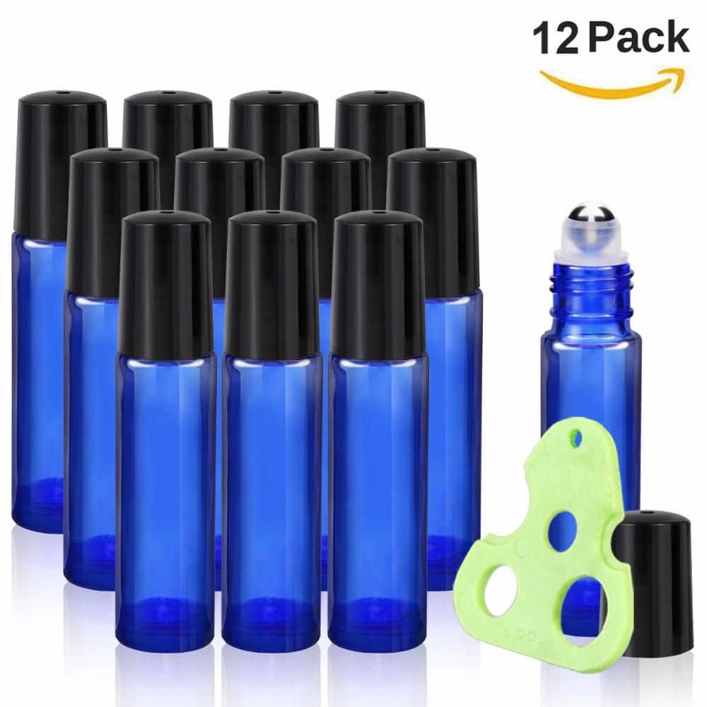 10 ml amber glass bottle roll on perfume bottle essential oil bottle with glass roller and gold cap