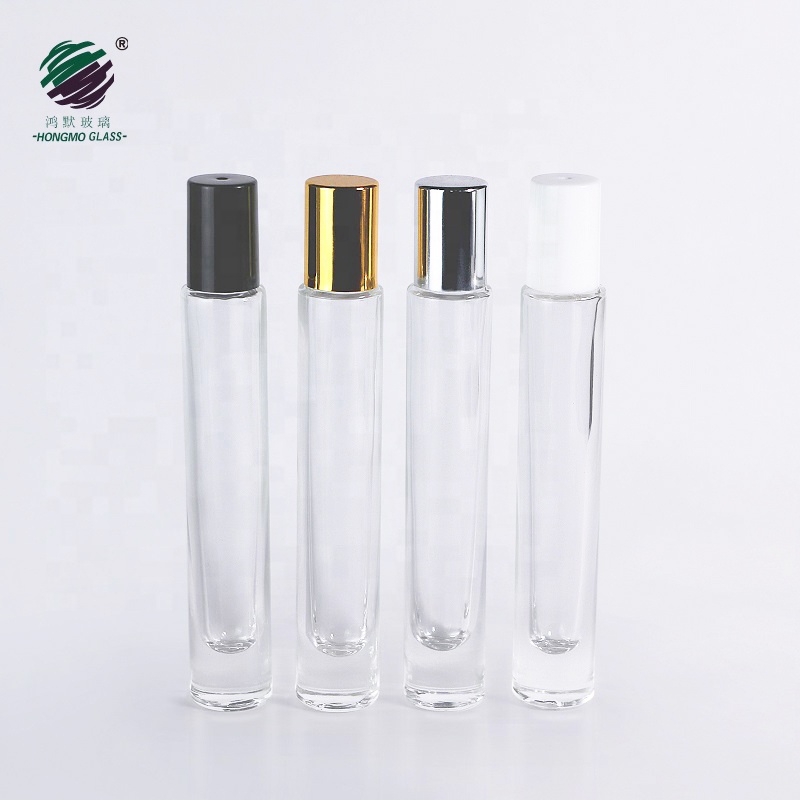 10 ml clear cylinder heavy wall thick bottom square perfume glass bottles 1/3 oz roller 10ml roll on bottle for essential oil
