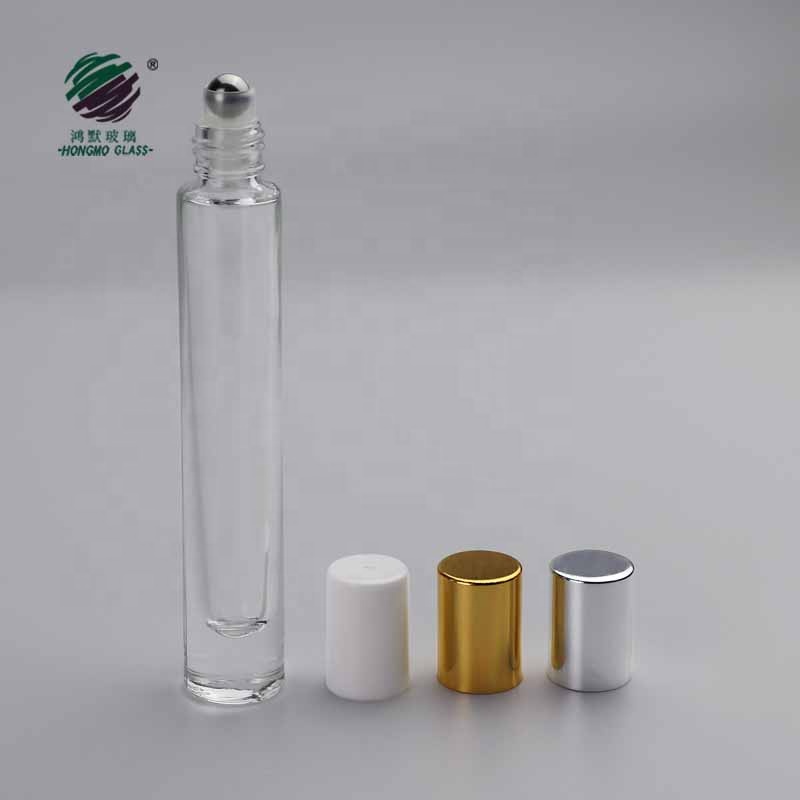 10 ml clear cylinder heavy wall thick bottom square perfume glass bottles 1/3 oz roller 10ml roll on bottle for essential oil