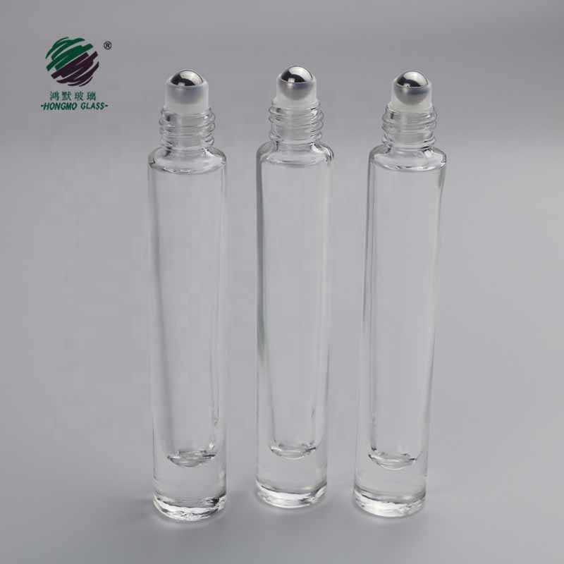 10 ml clear cylinder heavy wall thick bottom square perfume glass bottles 1/3 oz roller 10ml roll on bottle for essential oil