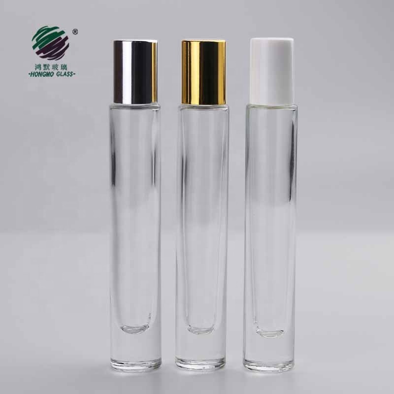 10 ml clear cylinder heavy wall thick bottom square perfume glass bottles 1/3 oz roller 10ml roll on bottle for essential oil