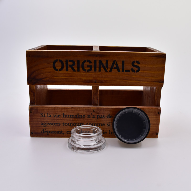 10 ml clear round straight side eye cream cosmetic packing glass jar with plastic child proof lid.