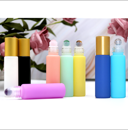 10 ml crystal roller roll on glass bottle macaron collection color with gemstone roller for cuticle oil