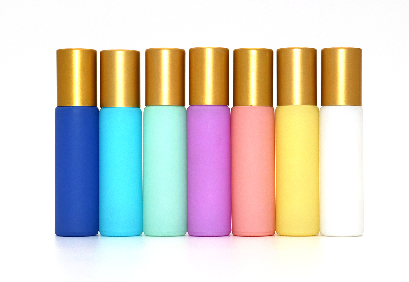 10 ml crystal roller roll on glass bottle macaron collection color with gemstone roller for cuticle oil
