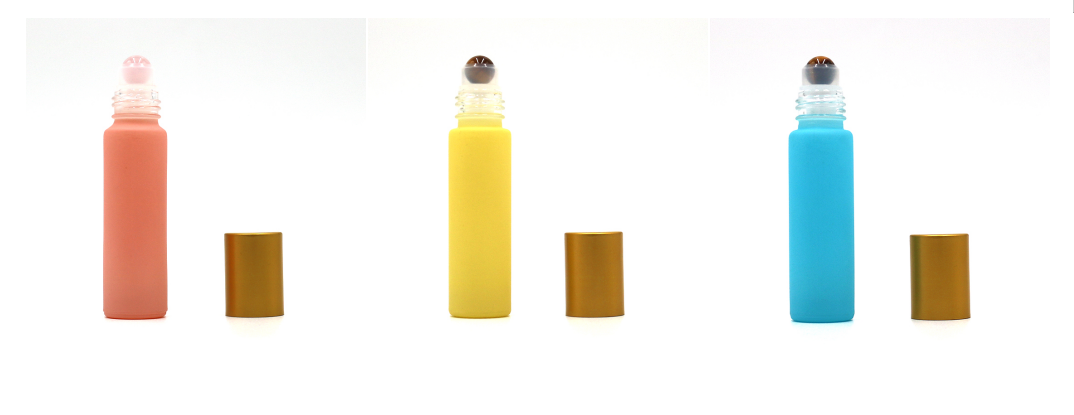 10 ml crystal roller roll on glass bottle macaron collection color with gemstone roller for cuticle oil