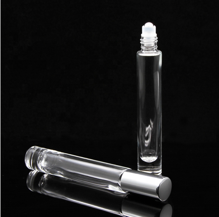 10 ml ( frost ) clear heavy wall thick bottom glass perfume roller bottle essential oil