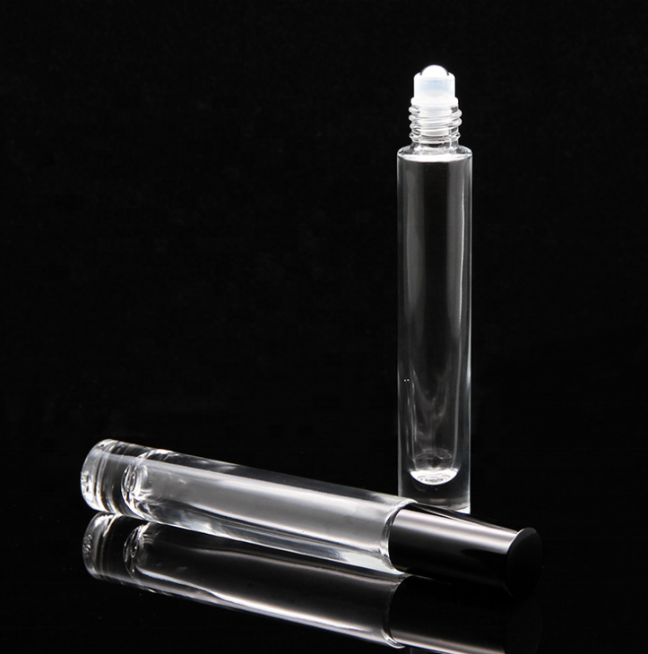 10 ml ( frost ) clear heavy wall thick bottom glass perfume roller bottle essential oil