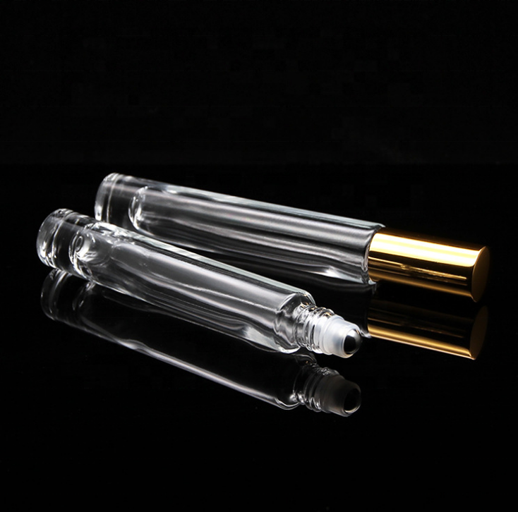 10 ml ( frost ) clear heavy wall thick bottom glass perfume roller bottle essential oil